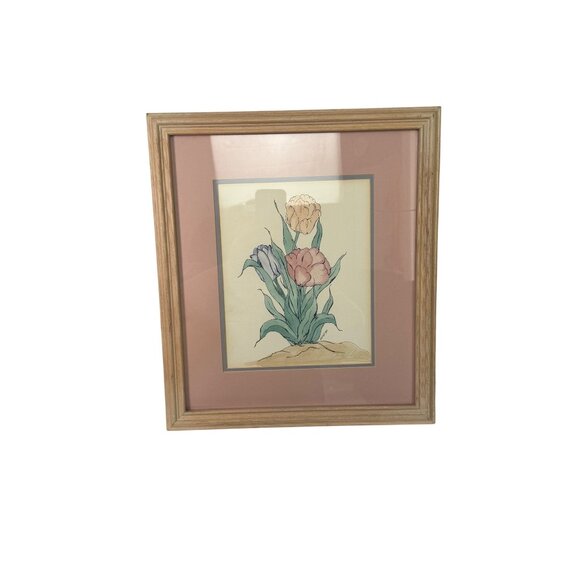 Judy Labrum Handpainted Watercolor Tulip Artwork Framed Limited Edition Matte Fr - Picture 3 of 6